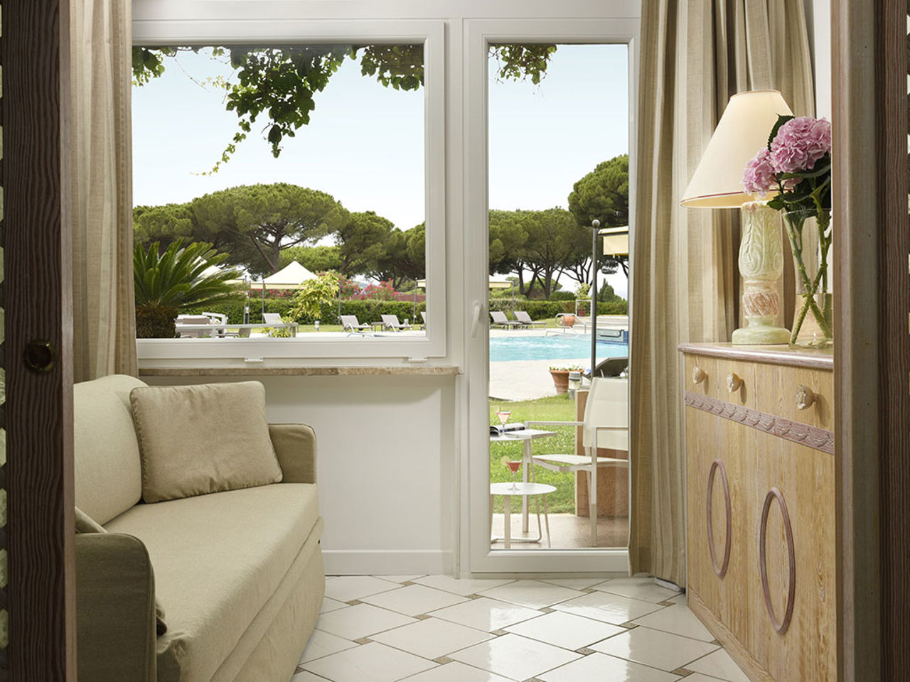 Suite with Patio and Pool View 3