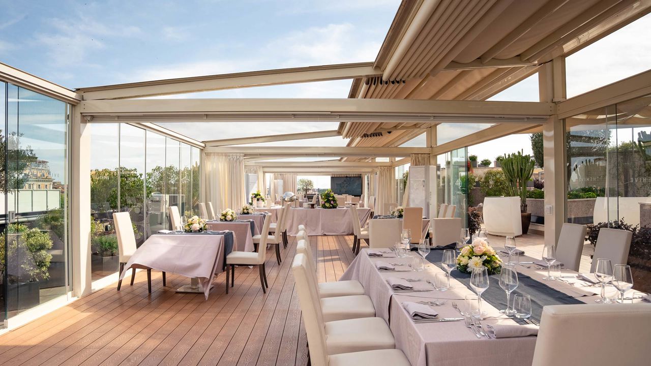 The Hive Rooftop Restaurant - Flavor in the foreground, Rome in the background